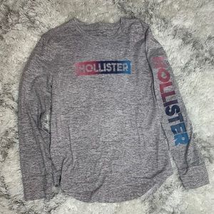 Hollister Long Sleeve Gray/Black Shirt